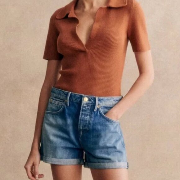 Sezane Niels Denim Shorts - Picture 1 of 5